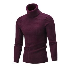 Men's Sweaters Solid Colour Long Sleeve Knitted All-matched Turtleneck Twist Men Pullover for Autumn Winter Plus Size 221130