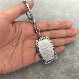Keychains Engraved Muslim Islam Four Qul Suras Stainless Steel Key Chains Jewelry Offer Drop Service