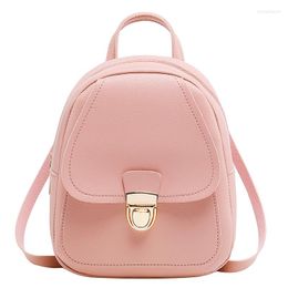 Storage Boxes Women's Leather Backpack Fashion Mini School Bags For Teenage Girls Bagpack Cute Small Female