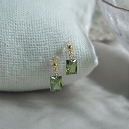 Dangle Earrings 925 Sterling Silver Gold-plated Olive Green Zircon Gold Bean Studs Retro Simplicity Attracting Jewellery Banquet Occasion