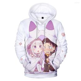 Men's Hoodies 2022 Winter Men Women Sweatshirt 3D Print Anime Re Zero Hoodie Long Sleeve Casual Harajuku Hip Hop Pullover Tops