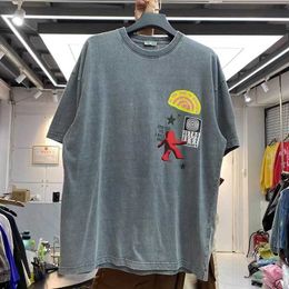 Men's T-Shirts Cartoon character lettering printed heavy-pound wash short-sleeved t-shirt man T221130