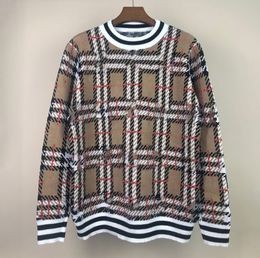 Дизайнеры мужские женские свитера модные клетчатые клетчатые леопардовые припечатки на заднем пуловер