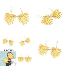 Dangle Chandelier Women Leaves Dangle Earrings For Girls Metal Gold Colour Geometric Earring Jewellery Accessories Drop Delivery Dhp2C