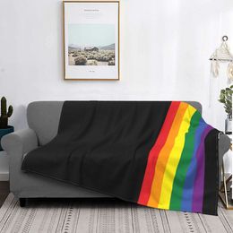Blankets Rainbow Pride LGBT Flannel Blanket Vintage Throw for Bed Sofa Couch Lightweight Soft Cosy Warm Gay Lesbian Blanket 221130