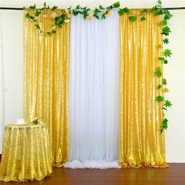 Curtain Sequin Background Fabric American Style Wedding Banquet Party Glitter Curtains 2x8FT Gold Silver Yarn