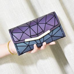 Designer luxury Women's Purse triple glow-in-the dark long Geometric Ringer banknote clip glitzy clutch