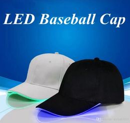 LED Baseball Cap Cotton Black White Shining LED Light Ball Caps Glow In Dark Adjustable Snapback Hats Luminous Party Hat WCW183