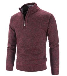 Mens Sweaters Half Zip Mock Neck Knitted Pullover Solid Colour Stand Collar Casual Cashmere 221129