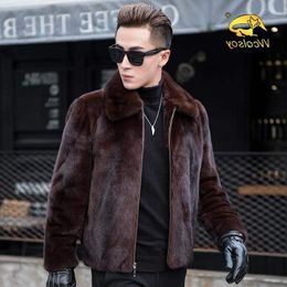 Men's Fur Faux Autumn Winter Mink Coat Lapel Thick Warm Jackets Fashion Mens Eco-Friendly Coats L49 221130