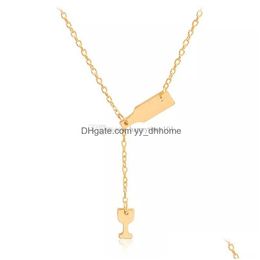 Pendant Necklaces Fashion Wine Bottle Cup Necklace Choker Pendants Sier Rose Gold Chain Jewellery For Women Kids Gift Drop Delivery Nec Dhrh9