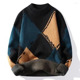 Men's Sweaters Autumn Winter Higt Quality Vintage Geometric Pattern Men Women Multicolor Streetwear Loose Wool Knitwear Hip Hop Pullovers