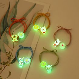 Glow in the dark Hair Ornaments Cute Cartoon headband Hairband Daisy Trinkets Headwear Female Rubber Bands Accessories Hair Ropes