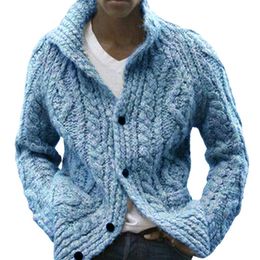 Mens Sweaters Winter Coat Singlebreasted Buttons Cardigan Soft Knitting Keep Warm Solid Colour Twisted Texture Lapel Men 221130
