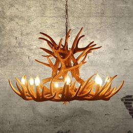 Chandeliers Nordic E14 Horn Deer Resin Antler Decoration Restaurant Pendant Lamp Indoor Home Art Rustic Decor Lustre