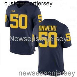 Stitched 2020 Michael Onwenu Michigan Wolverines Navy NCAA Football Jersey Custom any name number XS-5XL 6XL