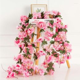 Decorative Flowers Artificial Cherry Blossom Wedding Garland Ivy Decoration Fake Silk Vine For Party Home El Garden