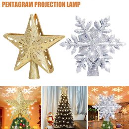 Christmas Decorations Tree Top Sparkle Stars Hang Xmas Decoration Ornament top Glitter Topper Decor Year 221130