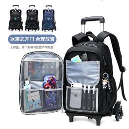 Backpacks High capacity Student Shoulder Backpack on Wheels Waterproof Luggage Rolling Bags Detachable Children School 221129