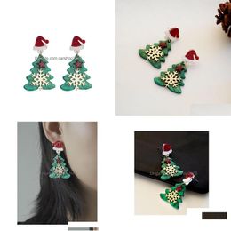 Dangle Chandelier Fashion Jewellery Christmas Tree Dangle Earrings For Women Hat Star Decrorated Stud Drop Delivery Dhf7W