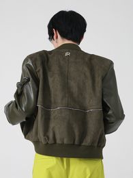 Men's Jackets Coat Autumn Korean Fashion Design Splice Shoulder Short Jacket 2023 Contrast PU Leather Male Tops 2A6682 221129