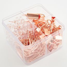 Clamp 226pcs Paper Clips Set With Storage Box Rose Gold Assorted Desktop Organiser Metal Office Supplies Stationery Home Binder Clamps 221130
