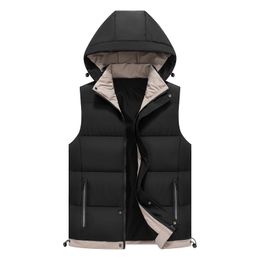 Mens Vests Autumn Winter Vest Fashion Hooded Warm Sleeveless Jacket Coat Windproof Waistcoat Streetwear Solid Outwear 221130