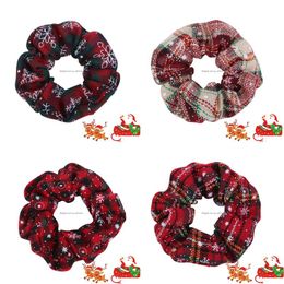 Pony Tails Holder High Grade Christmas Plaid Hair Scrunchies Ponytail Holder Elastic Hairbands Christma Rope Girls Woman Kids Access Dh4Rh