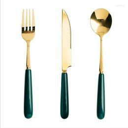 Dinnerware Sets 304 Stainless Steel Nordic Emerald Western Knife Fork Spoon Chopsticks Set Household Steak Fruit