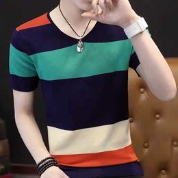 Men's T-Shirts Mens Sweaters Green Orange Slim Fit Leisure V-Neck Short Sleeve Spring Autumn Men Sweater Fall Sweater T221130