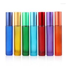 Storage Bottles High Quality Blue/Green/Pink/Black/Amber Mini 10ml ROLL ON GLASS BOTTLE For Fragrances ESSENTIAL OILS Stainless Steel Roller