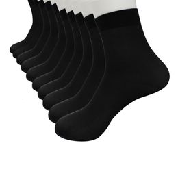 Mens Socks High Quality 10pairs lot Bamboo Fibre Compression Ultrathin Black Business Casual Male Sock Large Size 221130