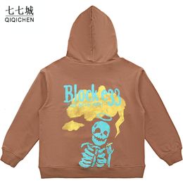 Men's Sweaters Oversized Autumn Hoodies Men Skeleton Letter Print Hooded Pullover Punk High Street Cotton Unisex Fashion Sweatshirt Spring 221129