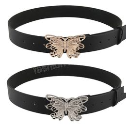 Vintage Butterfly Punk PU Leather Belt Women's Fashion Casual Luxury Design Jeans Accessories Girls Girdle Brown Belt