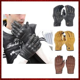 ST615 New Genuine Leather Goat Skin Retro Motorcycle Gloves Full Finger Touch Screen Knuckle Protection Racing Riding Motorcycle Gear