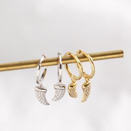 S925 Sterling Silver Hoop Huggie Earrings Metal 18K Gold Plated Geometric Diamond Wolf Teeth Pendant Ear Rings Ear Buckle for Woman Jewellery