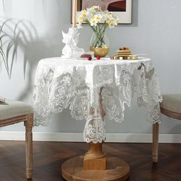 Table Cloth Round Tablecloth White Golden Velvet SquareTable Cover Dining Cloths Embroidery Lace House Towel Chair Dust