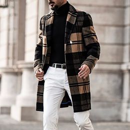 Men's Jackets Plaid Fashion Men Coat MidLength Spring Autumn Overcoat Young Men's Fashion Outerwear Male Blazers Clothing MY388 221130