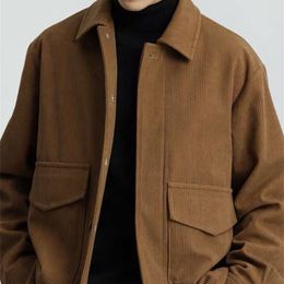 Men's Jackets Gmiixder Elegant Corduroy Spring Autumn Vintage Preppy Korean Coat Casual Trend Cityboy Bomber 221129