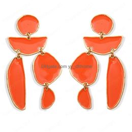 Dangle Chandelier Painted Irregar Shape Pendant Metal Dangle Earring For Women Fashion Tassel Earrings Drop Brincos Jewellery Party D Dhuur