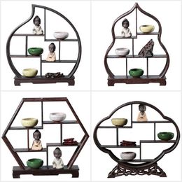 Novelty Items Multi Patterns Solid Wood Door Frame Material Antique Display Redwood Teapot Gift Shelf Craft Home House 221129