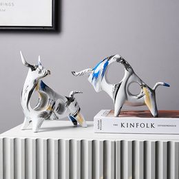 Decorative Objects Figurines modern minimalist home decor figurines for interior miniature Figurine cow statue figure Home Decor Accessories 221129