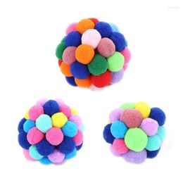 Cat Toys Furry Rattle Balls Toy With Built-In Bell Interactive Pom For Cats