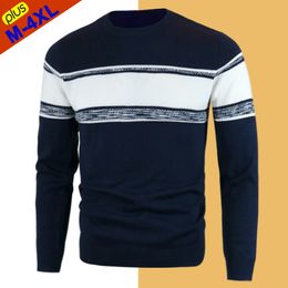 Mens Sweaters Autumn Sweater Men Pullover Cotton Striped Male Winter Warm Jersey Basic Style Boy Jumpers Plus Size 4XL 221130