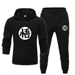 Men's Hoodies Casual Tracksuits Solid 2 Piece Men Set Lace Up Hooded Jacket Sweatshirt Drawstring Pants Mens Sportwear Suits Outdoor