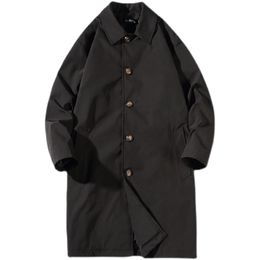 Men's Trench Coats Spring Black Oversized Coat Loose Fashion Casual Windbreaker Male Medium Length Korean Handsome Overcoat 221130