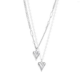 Pendant Necklaces Jewellery Hip Hop Fashion Simple Double Layer Love Titanium Steel Ladies Necklace