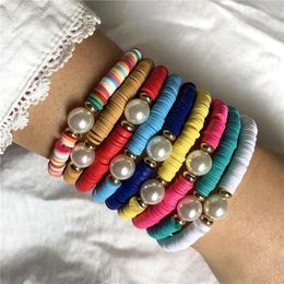 Anklets 10 Colours Choice Ladies Bracelet Brand Boho Women Handmade Polymer Clay Imitation Pearl Bracelets Jewellery Gifts