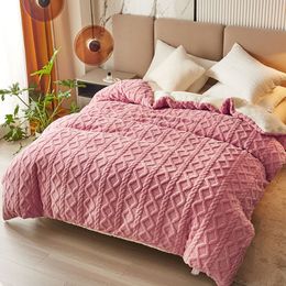 Bedding sets Dual Use Thicker Winter Warm Duvet Cover Artificial Cashmere Quilt Doublesided Fleece Warmth Comforter Bed Blanket 221130