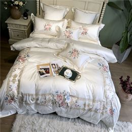 Bedding sets 1000TC Egyptian Cotton Luxury Embroidery White Set Queen King size Super Duvet Cover Bed sheet set parure de lit 221206